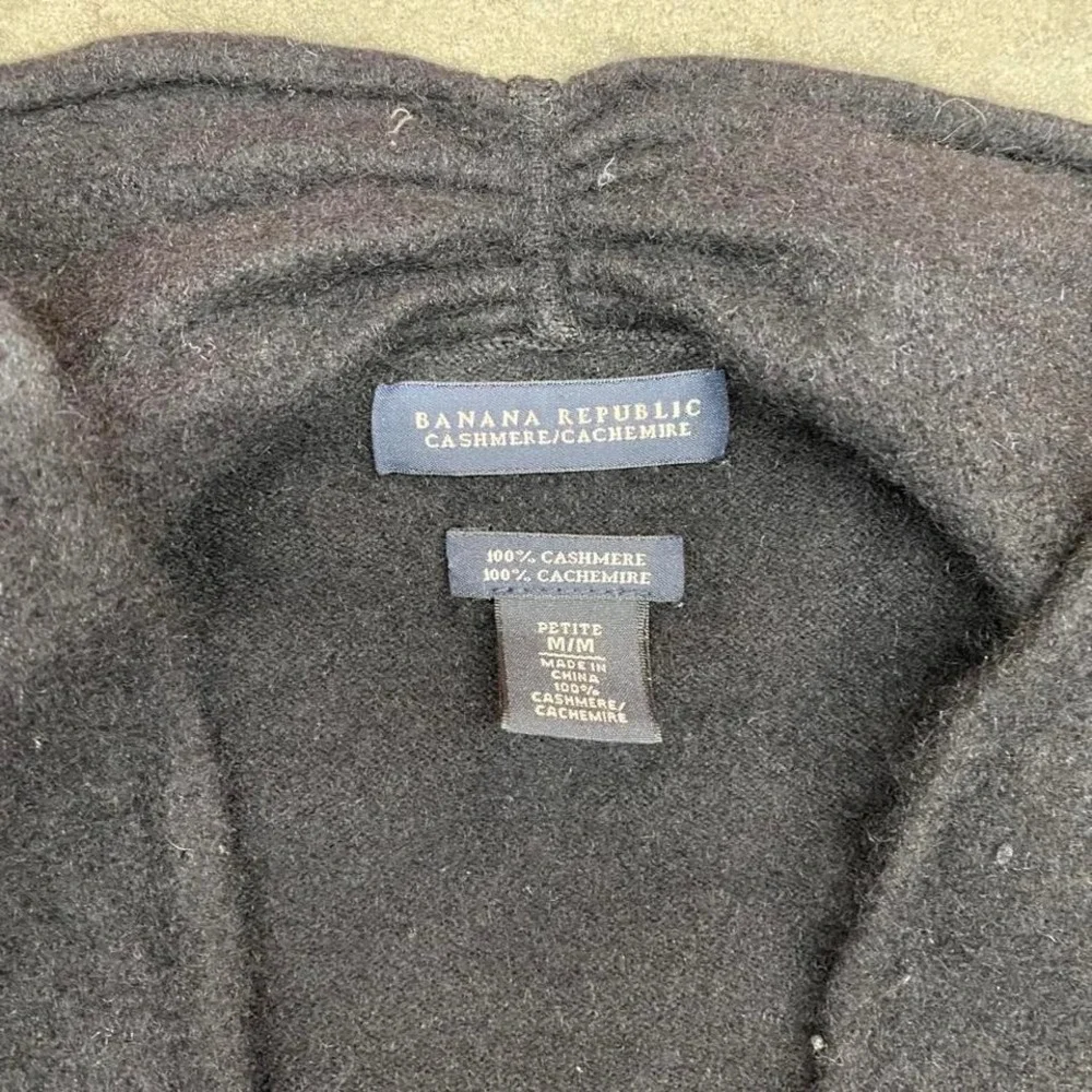 Banana‎ Republic 100% Cashmere Open Front Cardigan Black Women's Petite M - Picture 2 of 7